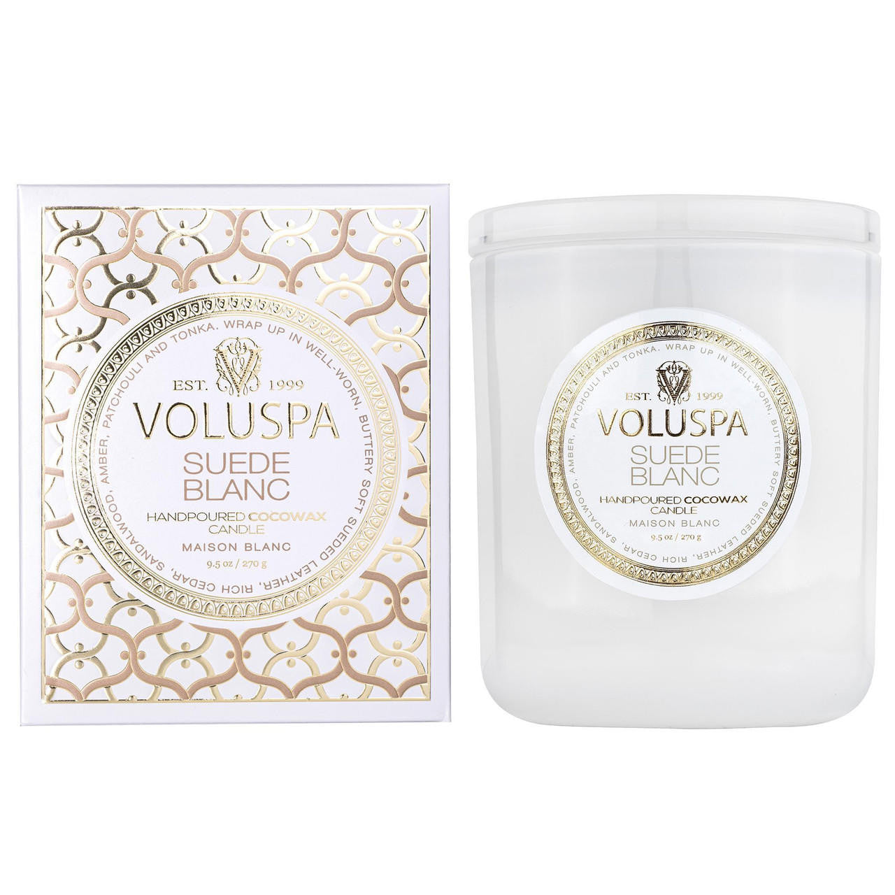  Voluspa Suede Blanc Classic Candle 
